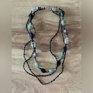 Beaded Necklace with 3 strands Black Fashion Jewelry